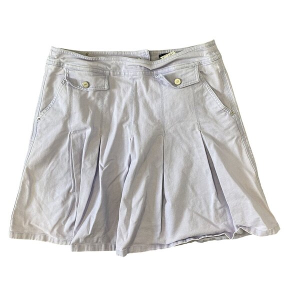⭐ 3/$15 Vintage Weekend MaxMara Size 10 Light Purple Pleated Denim Mini Skirt - Picture 2 of 11